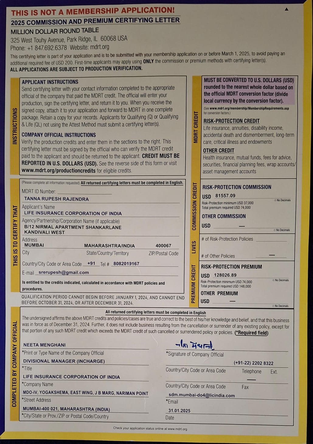 MDRT ( USA ) 2025