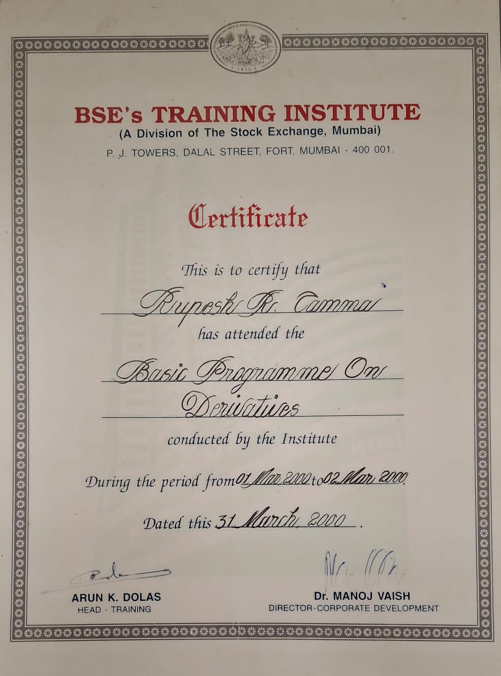 BSE CERTIFIED